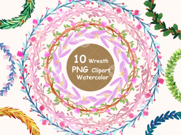 10 Watercolor Wreath Clipart Bundle for Creative Workflow Integration